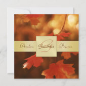 Herbst Fall Leaf Monogram Gold Ribbon Einladung (Vorderseite)