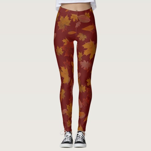 Herbst-fallendes Blätter auf kundenspezifischem Leggings (Vorderseite)