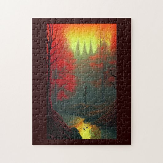 Herbst Fantasy World Schwert in Bodenfeuerbestände Puzzle (Vertikal)