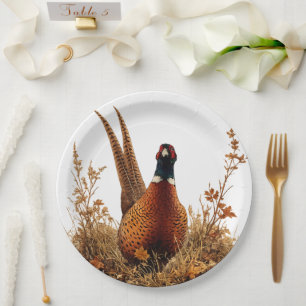 Herbst-Fasan-Ölgemälde Pappteller