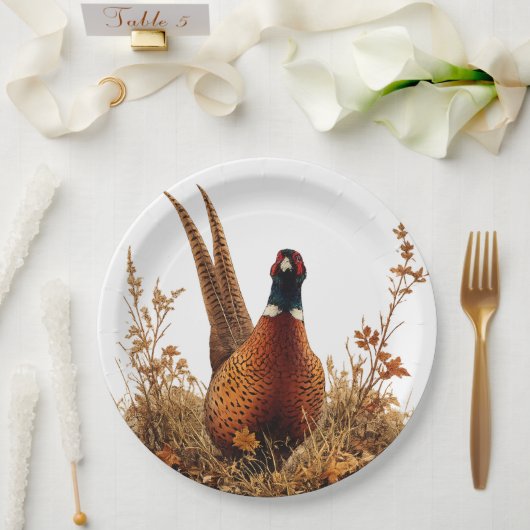 Herbst-Fasan-Ölgemälde  Pappteller (Hochzeit)