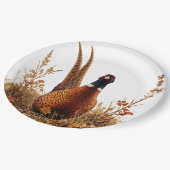Herbst-Fasan-Ölgemälde  Pappteller (Schrägansicht)