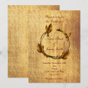 Herbst Faux Gold Leaf & Stick Kranz Hochzeit Einladung