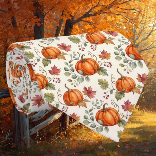 Herbst-Faux-Seidentuch | Botanischer Herbstgarten  Krawatte