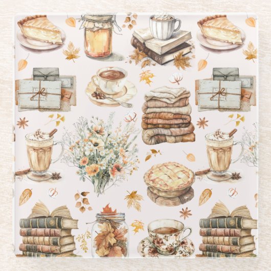 Herbst Favorit Essential Ästhetische Muster Glasuntersetzer (Vorderseite)