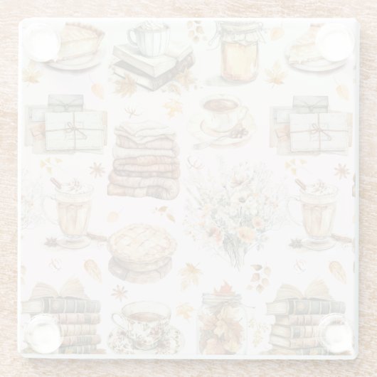 Herbst Favorit Essential Ästhetische Muster Glasuntersetzer (Rückseite)