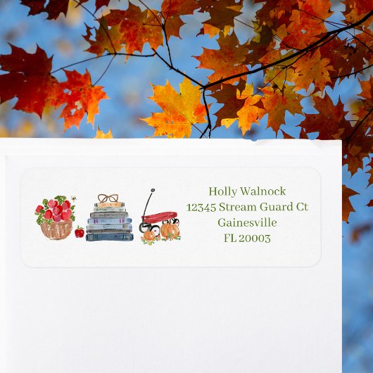 Herbst Favorites Äpfel Bücher Red Wagens Pumpkins