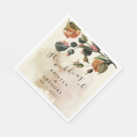 Herbst Feel Elegant Floral Wedding Monogram Serviette (Ecke)