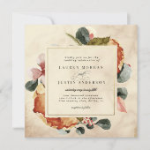 Herbst Feel Elegante Hochzeit am Florischen Platz Einladung (Vorderseite)