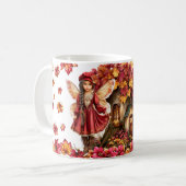 Herbst-Feencottage mit Waldfeen Kaffeetasse (Vorderseite Links)