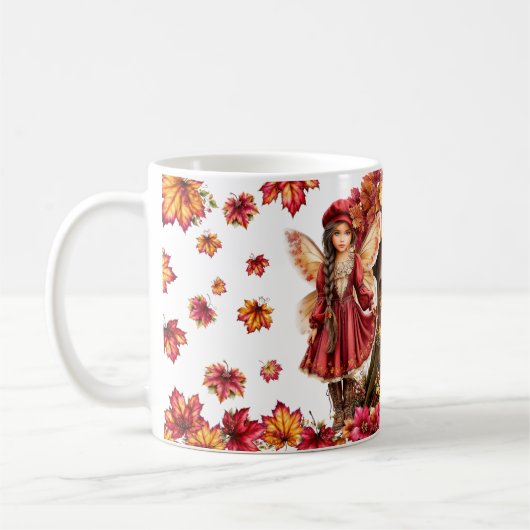 Herbst-Feencottage mit Waldfeen Kaffeetasse (Links)