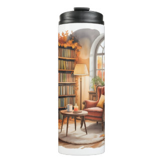 Herbst-Fenster-Lesebouteille — Gemütlicher Sessel Thermosbecher