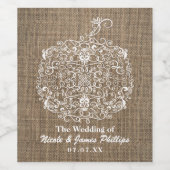 Herbst Filigree Pumpkin & Burlap Weinetiketten Weinetikett (Einzelnes Label)