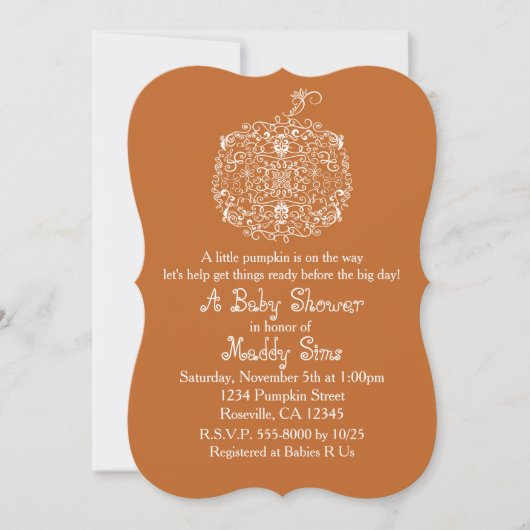 Herbst Filigree Pumpkin Elegante Einladungen (Vorderseite)