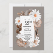 Herbst Floral 21. Geburtstag Party Einladung (Vorderseite)