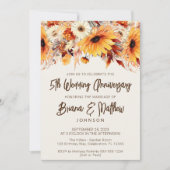 Herbst Floral Beige 5. Hochzeitstag Einladung (Vorderseite)