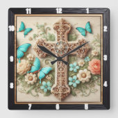 Herbst Floral Bouquet Fall Quadratische Wanduhr (Vorderseite)