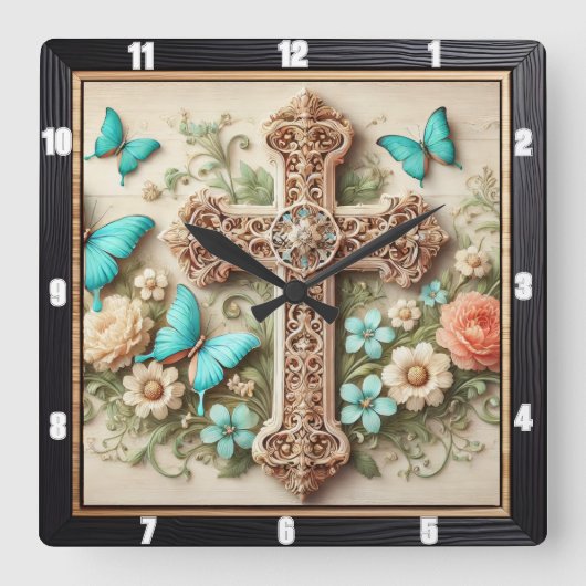 Herbst Floral Bouquet Fall Quadratische Wanduhr (Vorderseite)