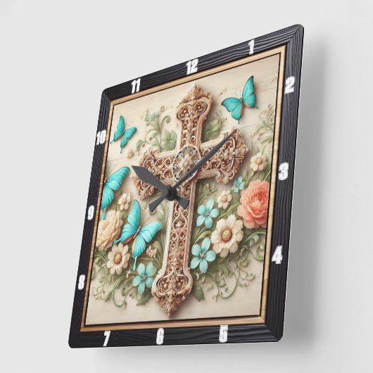 Herbst Floral Bouquet Fall Quadratische Wanduhr (Winkel)