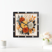 Herbst Floral Bouquet Natur Quadratische Wanduhr (Zuhause)