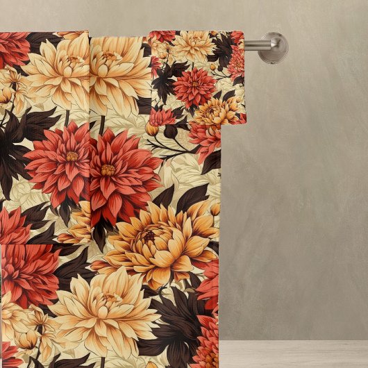 Herbst Floral Chrysanthemen Badhandtuch Set