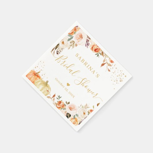 Herbst Floral Gold Confetti Brautparty Napkins Serviette (Ecke)