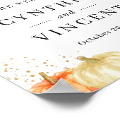 Herbst Floral Gold Confetti Hochzeit Begrüßungszei Poster (Ecke)