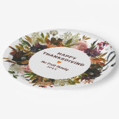 Herbst floral Happy Thanksgiving Pappteller (Schrägansicht)