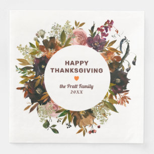 Herbst floral Happy Thanksgiving Serviette