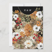 Herbst Floral Monogram Moody Black Wedge Einladung (Rückseite)