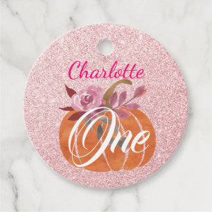 Herbst Floral Pumpkin 1. Geburtstag Rose Gold Geschenkanhänger