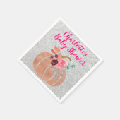 Herbst Floral Pumpkin Baby Dusche Pink Silver Serviette (Ecke)