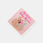 Herbst Floral Pumpkin Baby Dusche Rose Gold Serviette (Ecke)