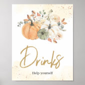 Herbst Floral Pumpkin Baby Duschgetränke Poster (Vorne)