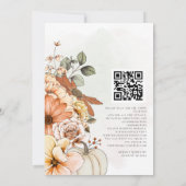 Herbst Floral Pumpkin Skript QR Code Hochzeit Einladung (Rückseite)