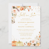 Herbst Floral Terracotta Gold Pumpkin Hochzeit Einladung (Vorderseite)