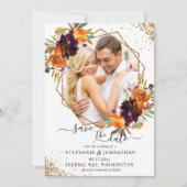 Herbst Floral Terracotta Save the Date Einladung (Vorderseite)