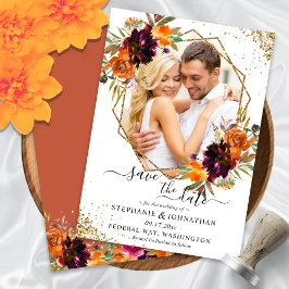 Herbst Floral Terracotta Save the Date Einladung