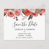 Herbst Floral terracotta Save the Date Postkarte (Vorderseite)