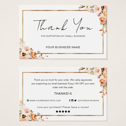 Herbst floral Vielen Dank für Ihren Auftrag Kleine (Vorne & Hinten)