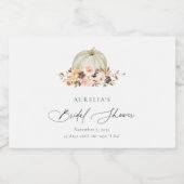 Herbst-Floral-White-Pumpkin-Brautparty Schaumweinetikett (Einzelnes Label)