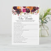 Herbst floral wie gut kennen Sie das Bride-Spiel Einladung (Stehend Vorderseite)