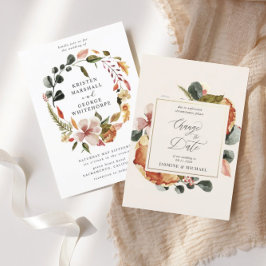 Herbst florale elegante Veränderung Datum Einladun Einladung