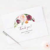 Herbst florale rot Rosa burgundy Gefallen Vielen D Runder Aufkleber (Umschlag)