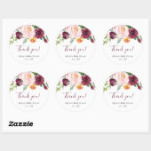 Herbst florale rot Rosa burgundy Gefallen Vielen D Runder Aufkleber (Blatt)