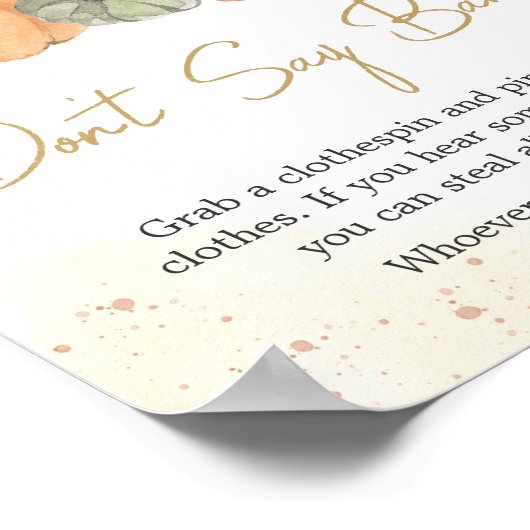 Herbst floraler Pumpkin Sage nicht Baby Poster (Ecke)