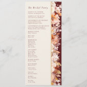 Herbst florales Burgundy Cream Moderne Hochzeit Programm (Rückseite)
