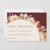 Herbst florales Burgundy Cream Moderne Hochzeit Save The Date (Vorderseite)