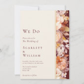 Herbst florales Burgundy Cream Moderne wir Hochzei Einladung (Vorderseite)