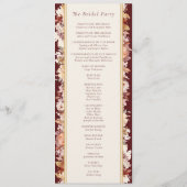 Herbst florales Burgundy Cream Simple Wedding Programm (Rückseite)